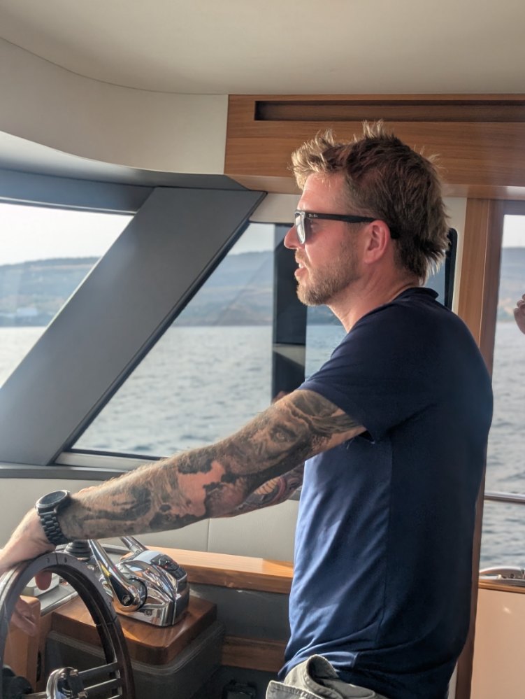 James Daniel Holman at the helm