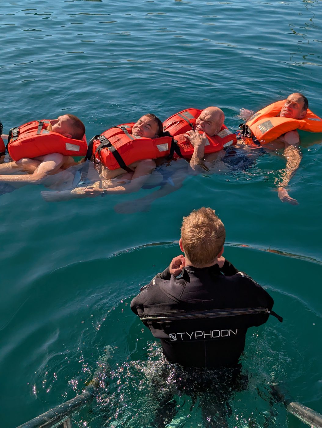 James Daniel Holman directing a sea survival drill