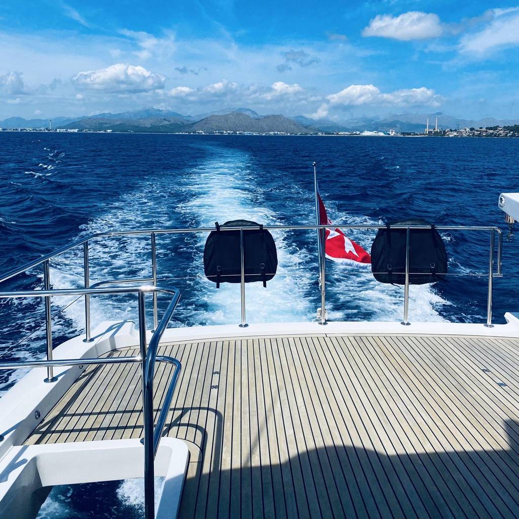 Wake behind a yacht at sea