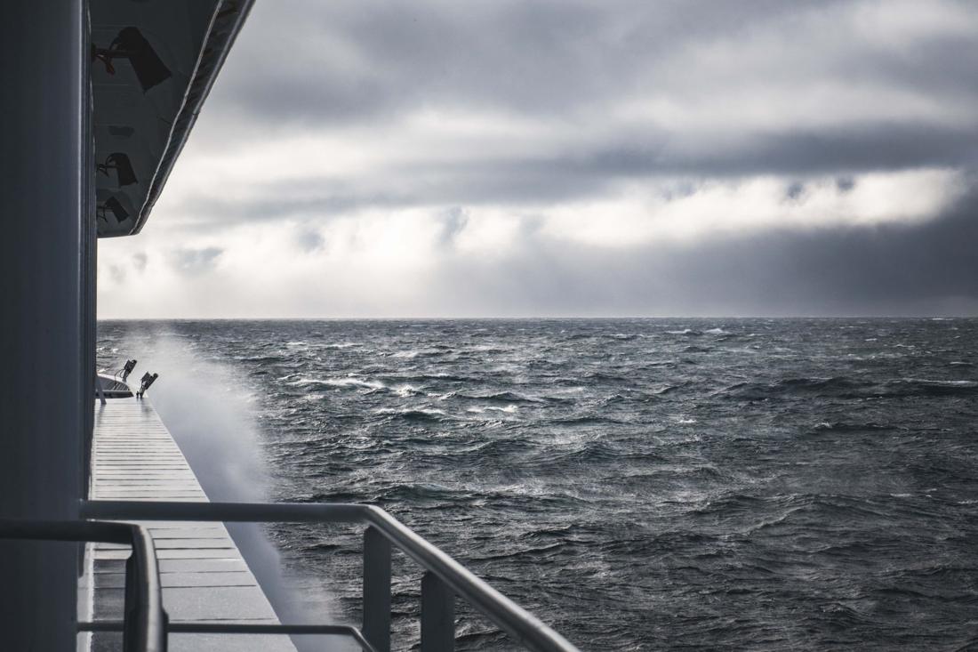 Rough sea seen from a yacht deck